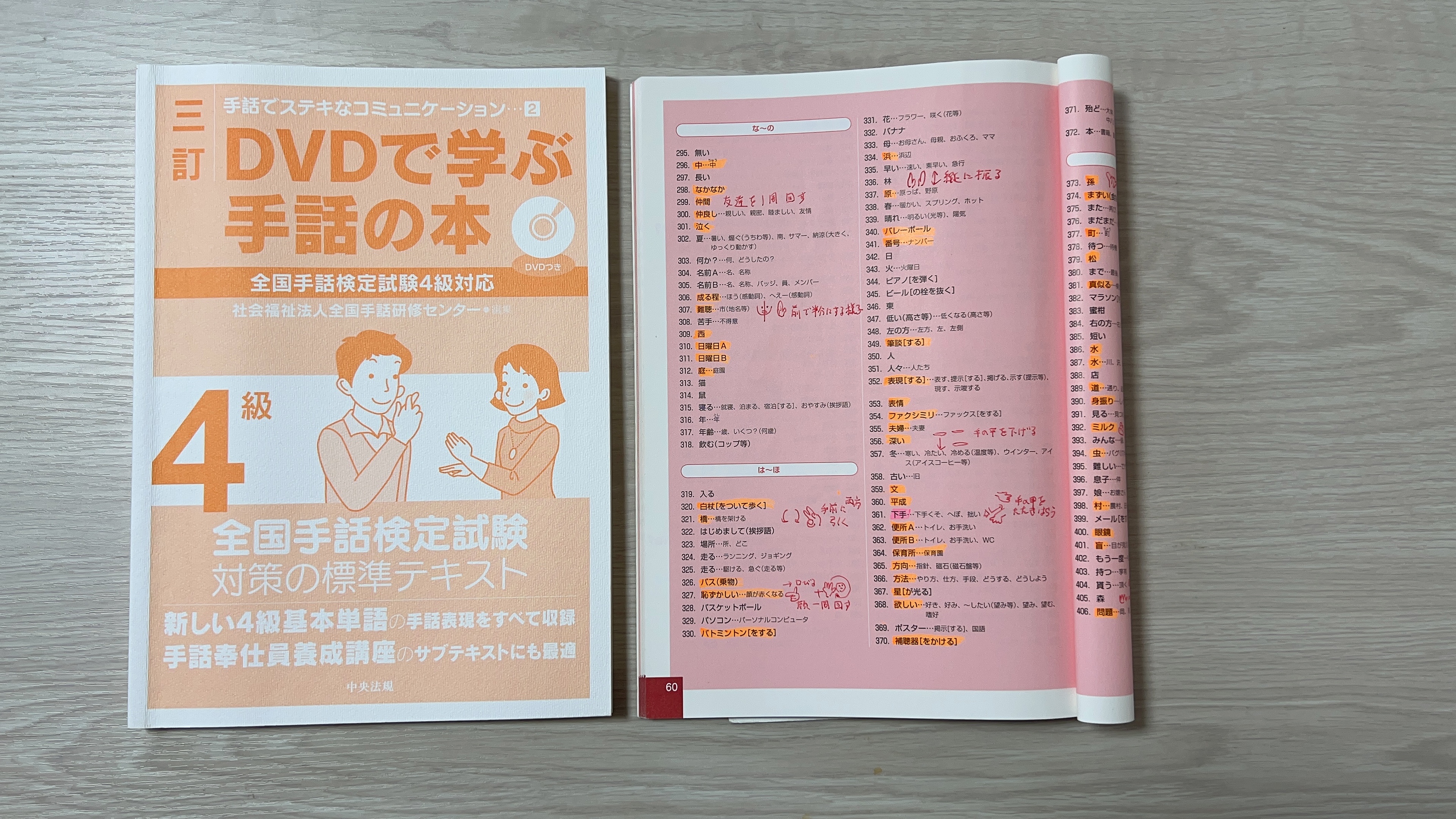 全国手話検定4級の勉強で使ったテキスト